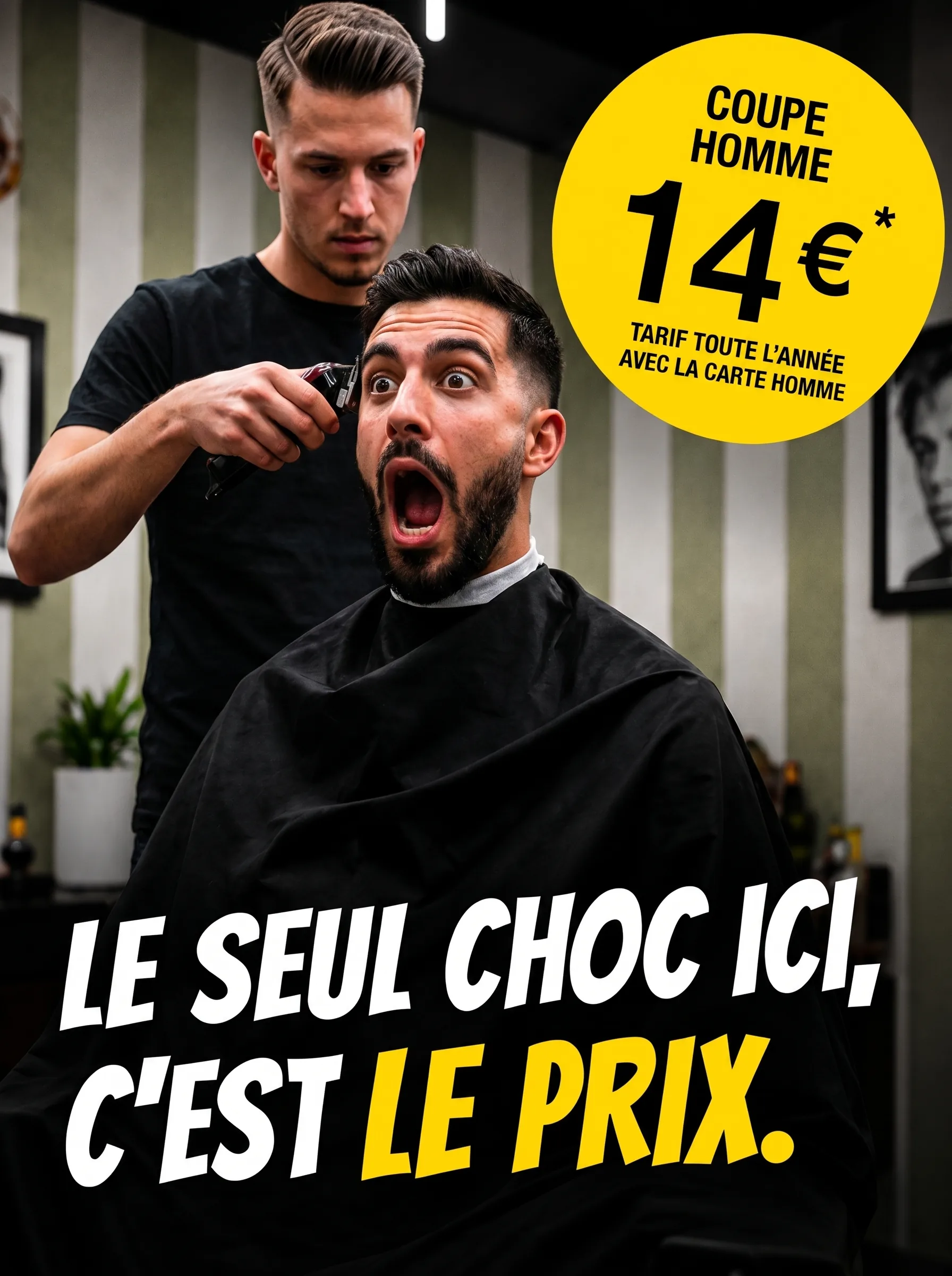 Coupe homme à 14 € toute l'année avec la Carte Homme Smart+