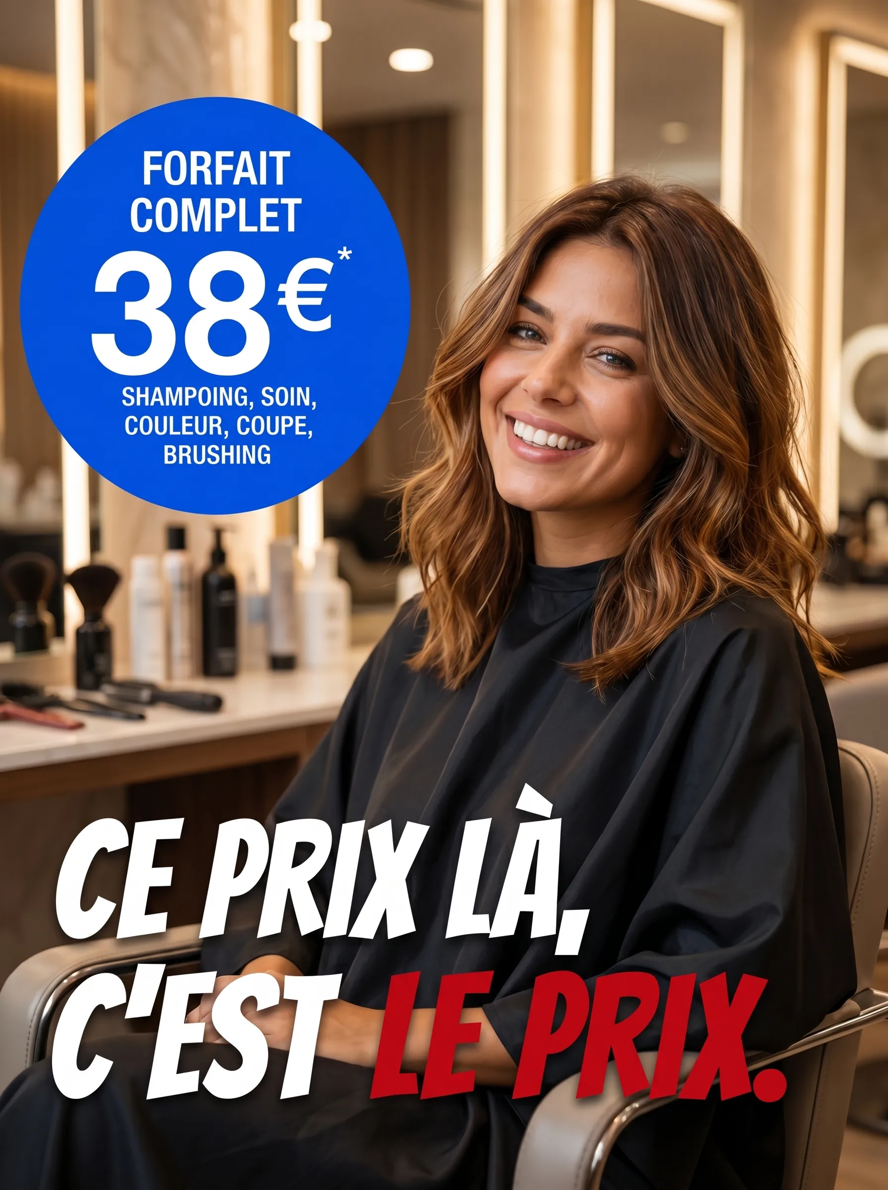 Forfait complet Smart+ à 38 € : shampoing, soin, couleur, coupe et brushing
